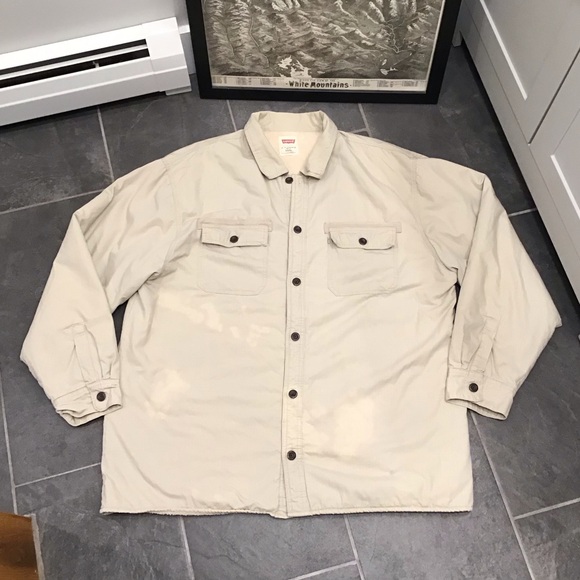 Levis Mens Fleece Lined Shirt Jacket Size 3XL Canvas Chore Barn Shacket Grunge - Picture 2 of 16